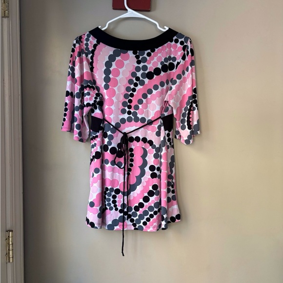 Y2K Speechless Pink & Black Dot Patterned Tie Back Top L - Picture 4 of 5